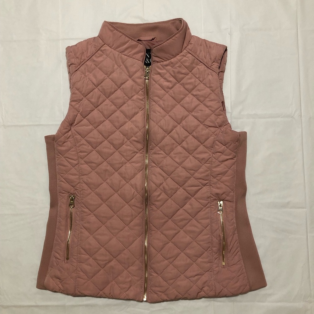 New York & Company Women’s Sleeveless Full Zip Pink Vest M